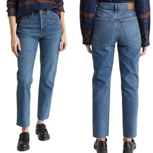 Madewell The Perfect Vintage High Waist Straight Leg Raw Hem Denim Jean Size 29